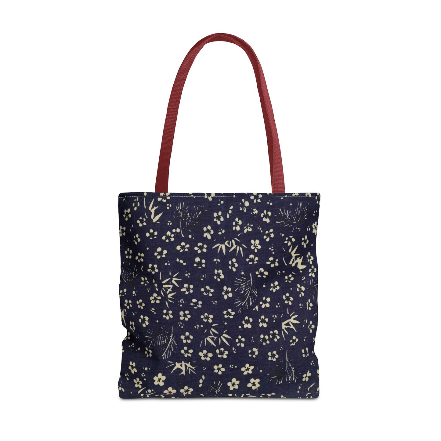 Taisho Era Shochikubai Tote Bag | 1926 Pine Bamboo Plum Japanese Chiyogami Art | Navy Floral