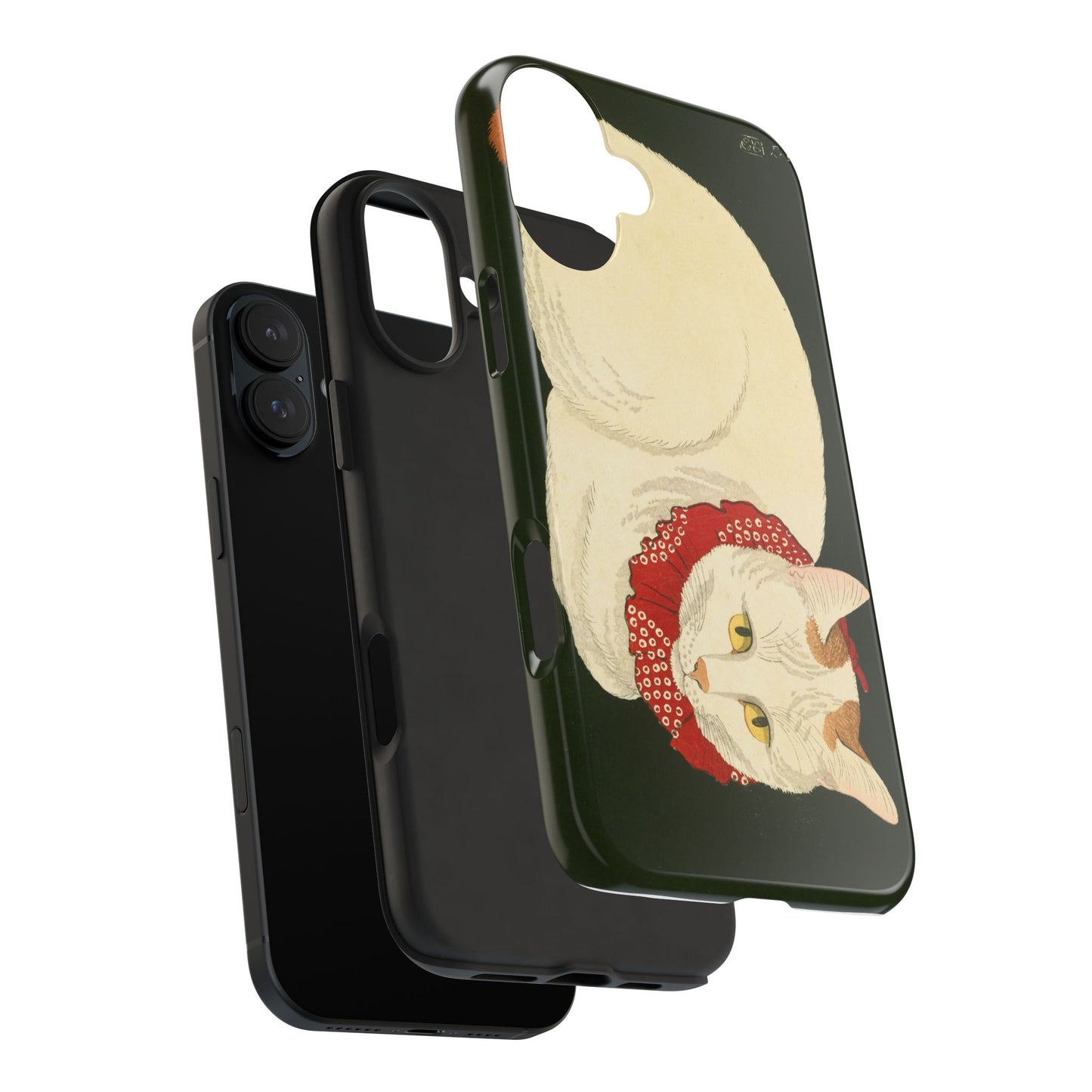 Taisho Era Lucky White Cat Phone Case | 1921 Japanese Woodblock Art | Zen Cat Design