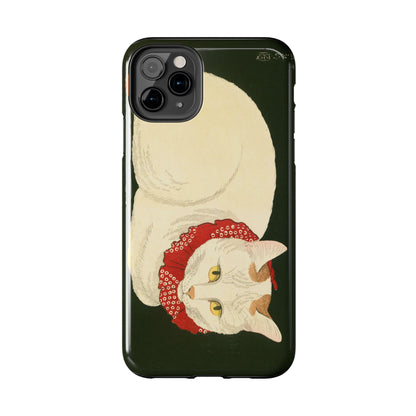 Taisho Era Lucky White Cat Phone Case | 1921 Japanese Woodblock Art | Zen Cat Design