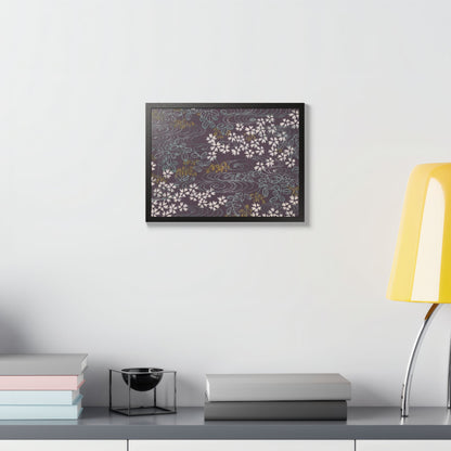 Antique Japanese Sakura River Framed Poster - Meiji Era Chiyogami Wall Art