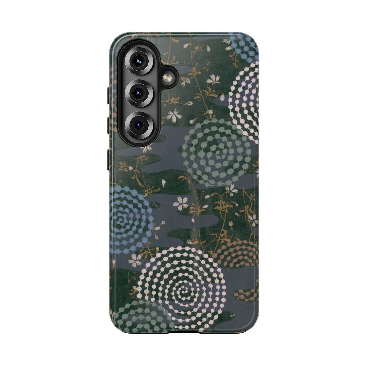 Meiji Era Uzumaki Spiral Phone Case | 1901 Zuan Hyakushu | Tokiwa Green Japanese Art
