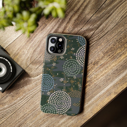 Meiji Era Uzumaki Spiral Phone Case | 1901 Zuan Hyakushu | Tokiwa Green Japanese Art