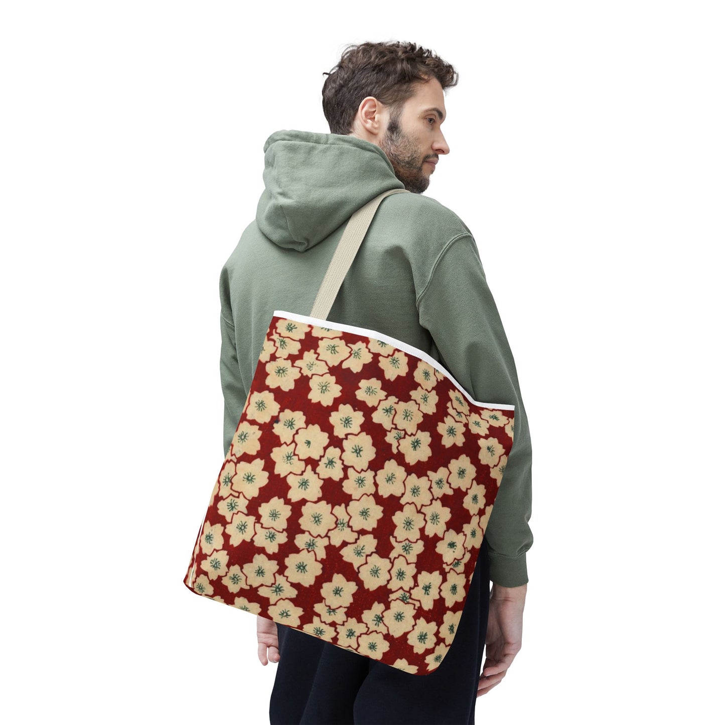Japanese Sakura Tote Bag - Taisho Era Chiyogami Washi Pattern Vintage Design