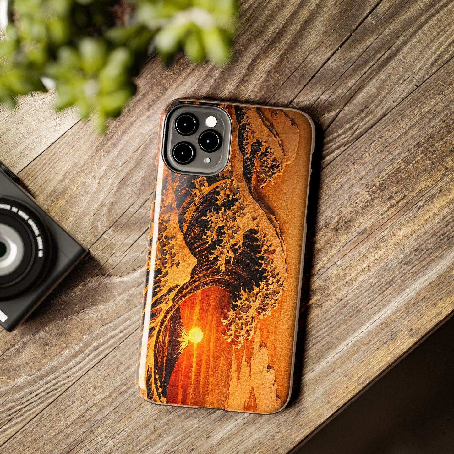 Golden Wave Tough Phone Case – Hokusai Sunset Japanese Art