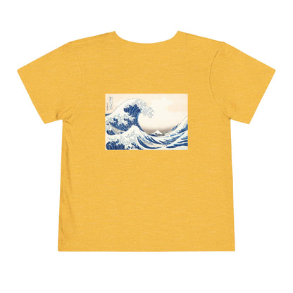 Great Wave off Kanagawa Toddler T-Shirt - Hokusai Japanese Art Back Print Kids Tee