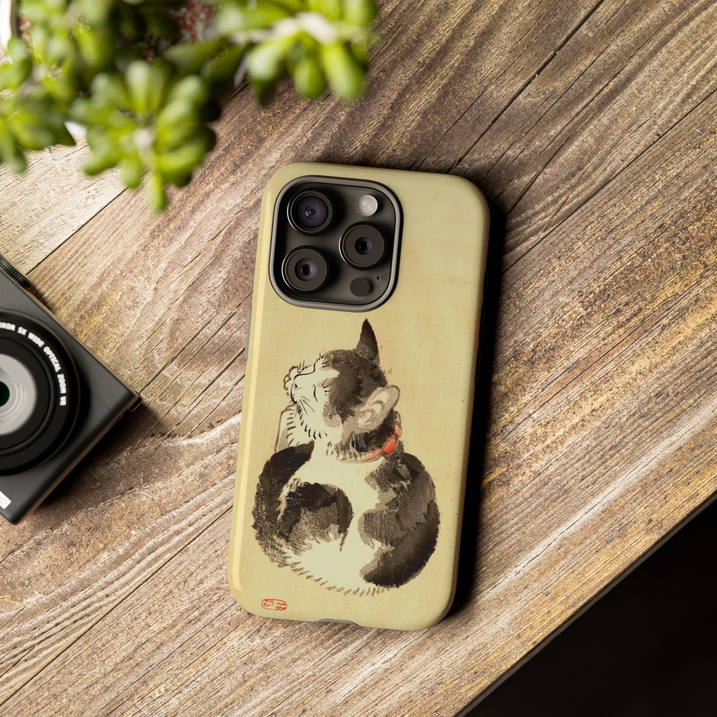 Sleeping Cat iPhone Case | Meiji Era Japanese Ink Painting | Ukiyo-e Art Phone Case | Vintage Japan Cat Gift