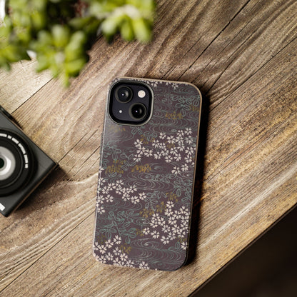 Meiji Era Sakura River Phone Case | 1901 Zuan Hyakushu | Wisteria Purple Japanese Art