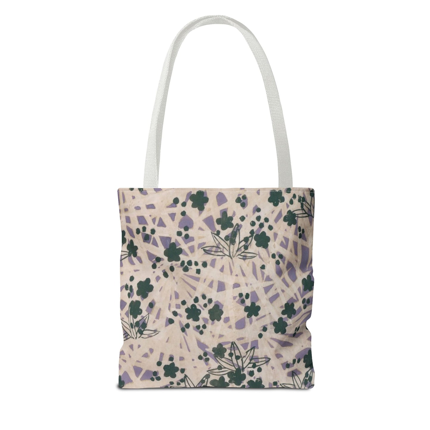 Meiji Era Bamboo & Flower Tote Bag | 1901 Zuan Hyakushu | Purple & Green Japanese Art