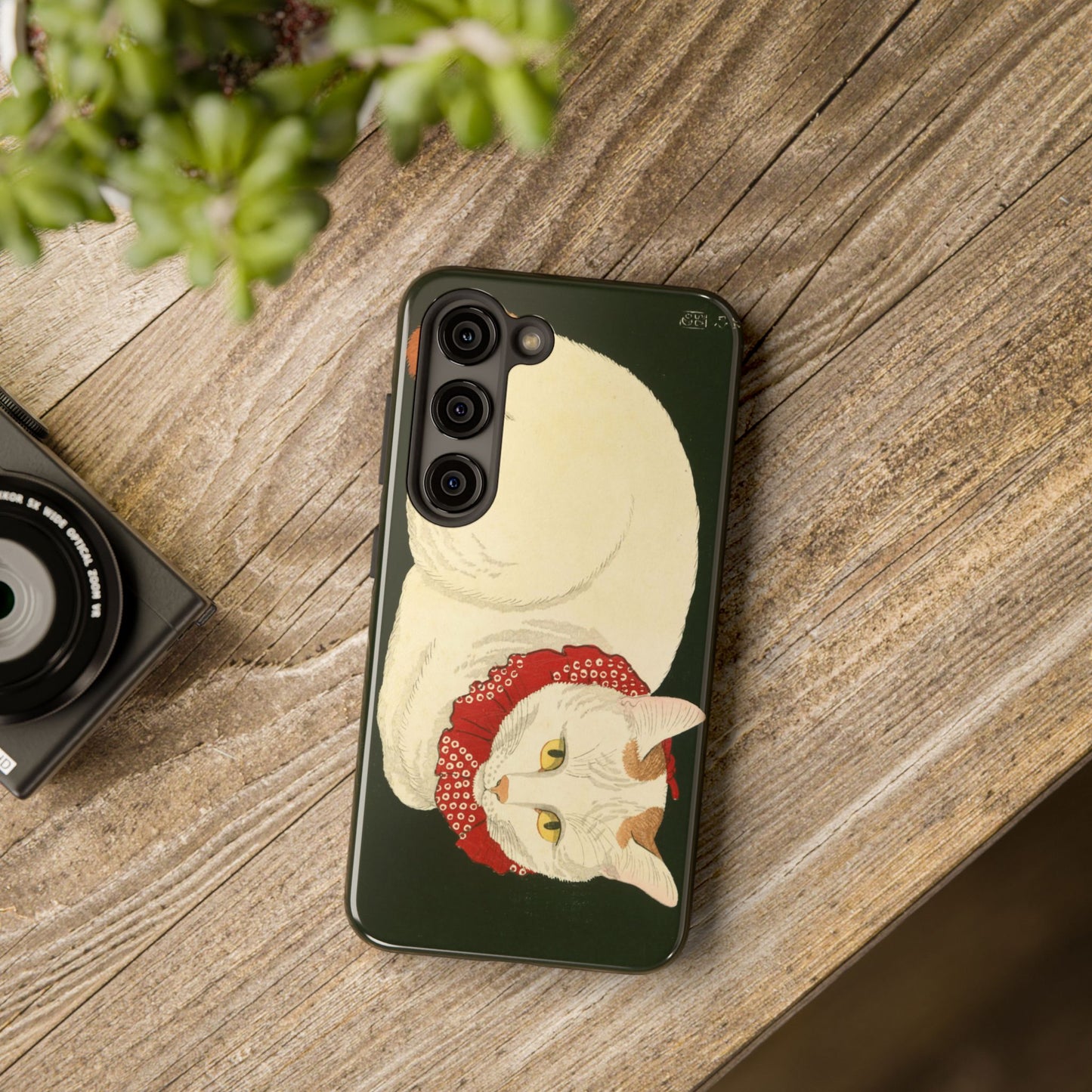 Taisho Era Lucky White Cat Phone Case | 1921 Japanese Woodblock Art | Zen Cat Design