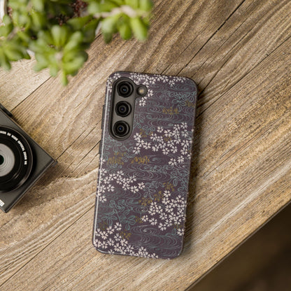 Meiji Era Sakura River Phone Case | 1901 Zuan Hyakushu | Wisteria Purple Japanese Art
