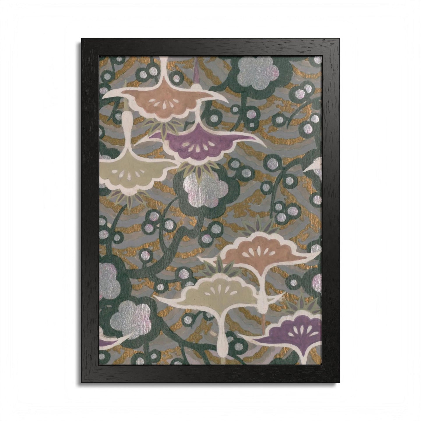 Vintage Japanese Origami Crane & Plum Framed Poster - Meiji Era Zuisho Wall Art