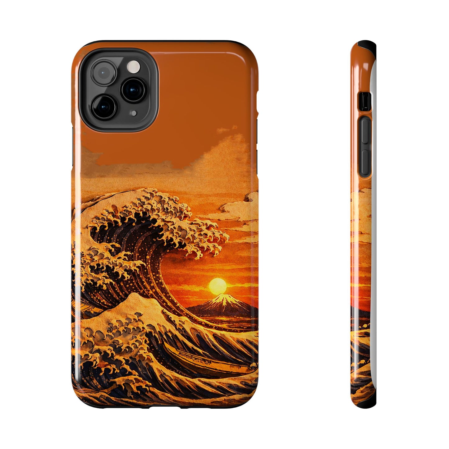 Japanese Great Wave Sunset Phone Case | Hokusai 3D Art Sunset Glow | Edo Era Masterpiece