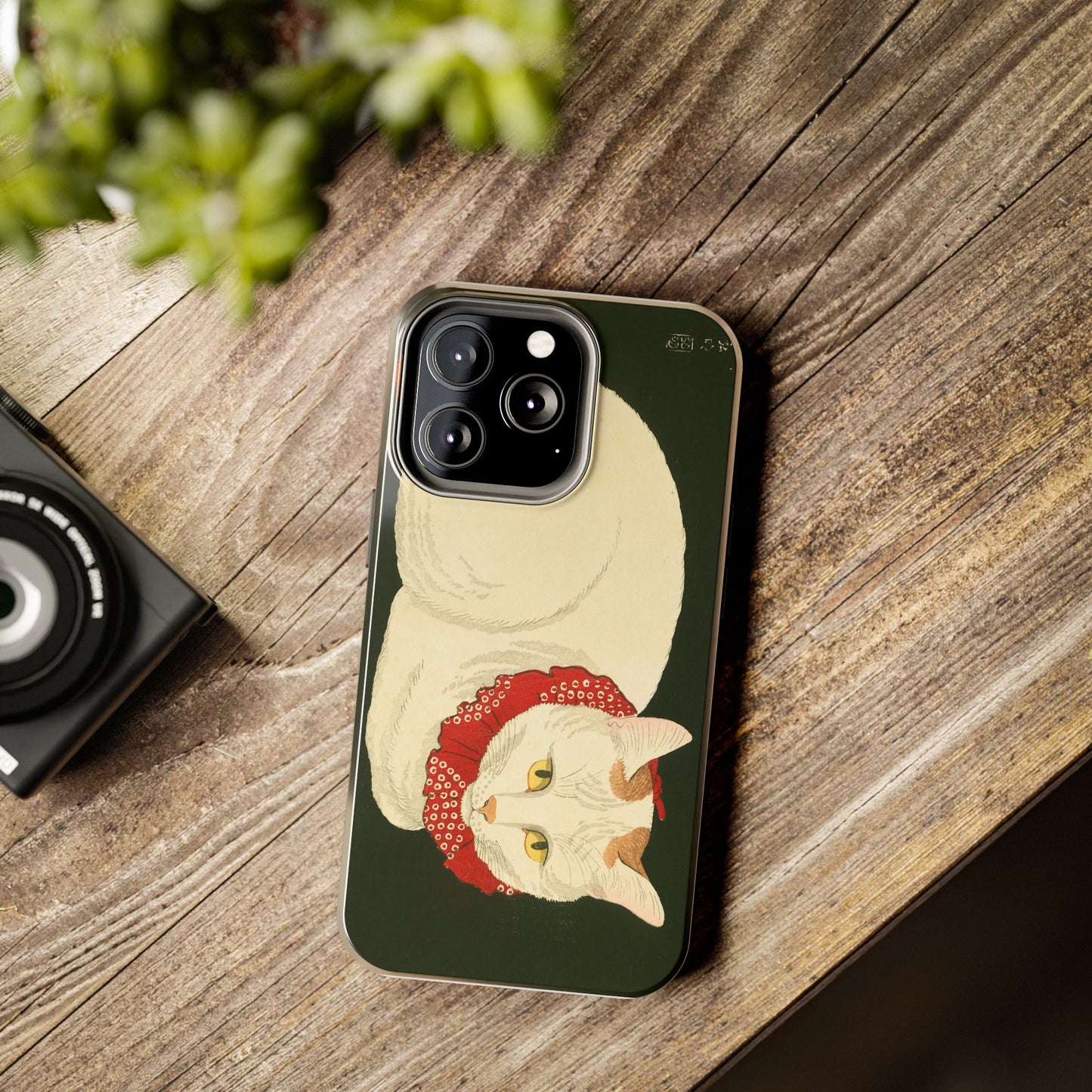 Taisho Era Lucky White Cat Phone Case | 1921 Japanese Woodblock Art | Zen Cat Design