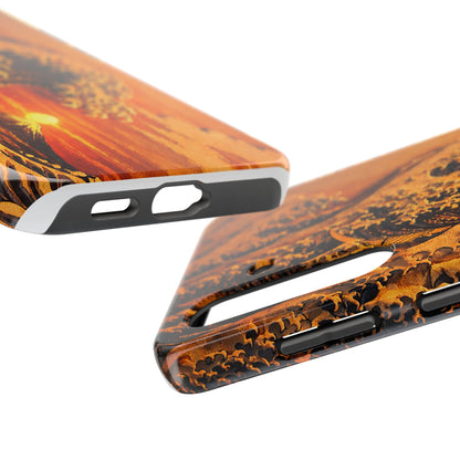Golden Wave Tough Phone Case – Hokusai Sunset Japanese Art