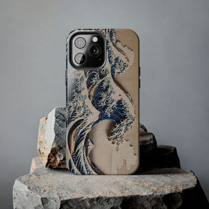 Great Wave 3D Shadow Relief Tough Phone Case – Hokusai Japanese Art