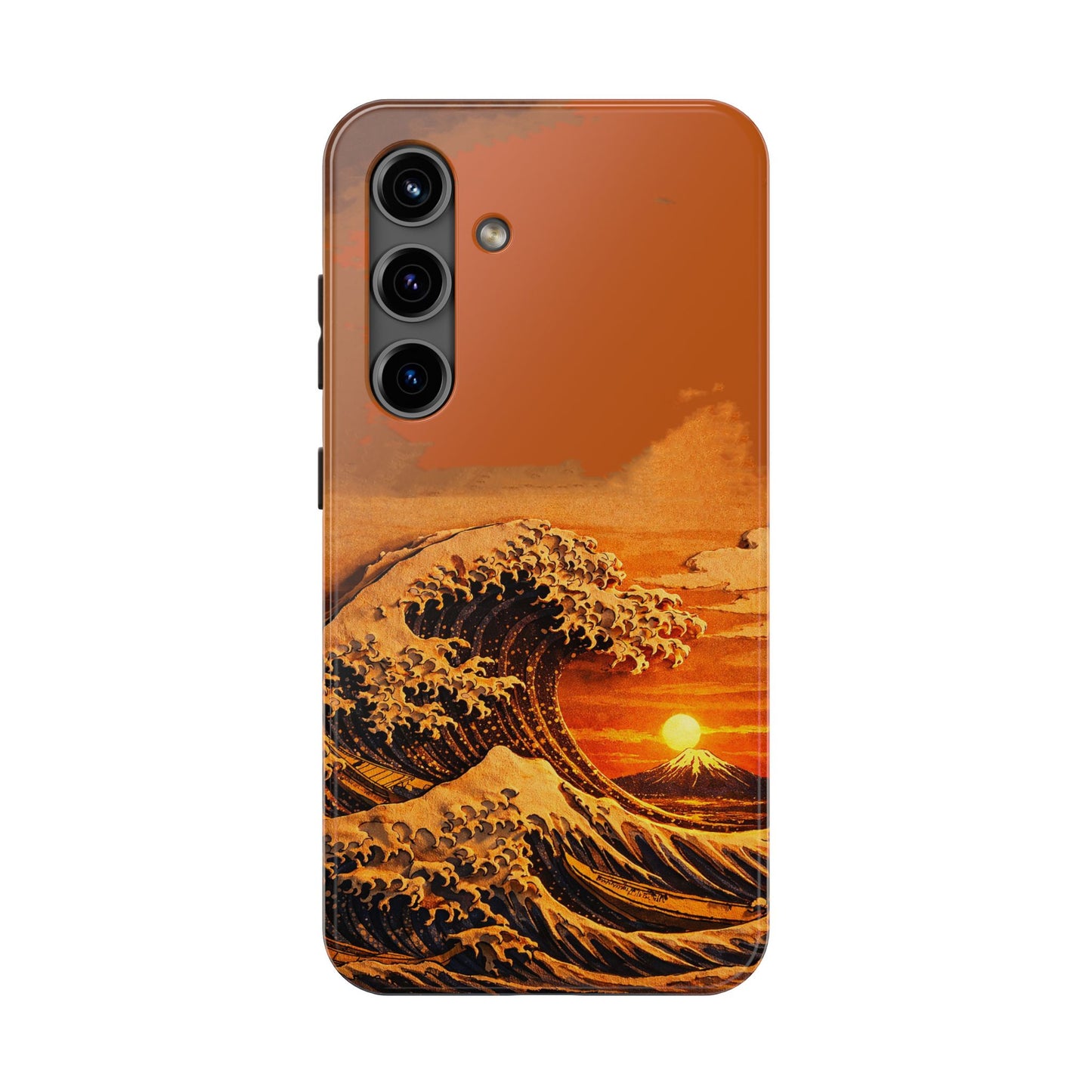 Japanese Great Wave Sunset Phone Case | Hokusai 3D Art Sunset Glow | Edo Era Masterpiece