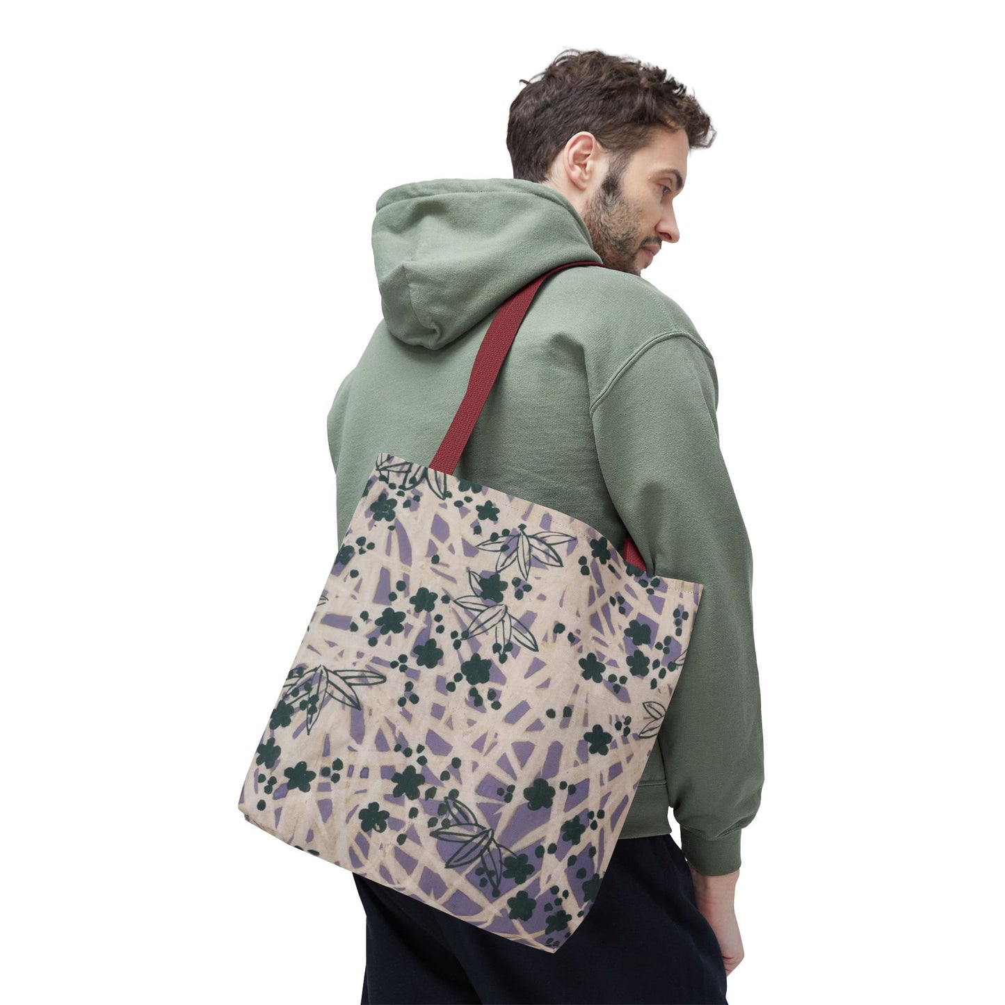 Meiji Era Bamboo & Flower Tote Bag | 1901 Zuan Hyakushu | Purple & Green Japanese Art