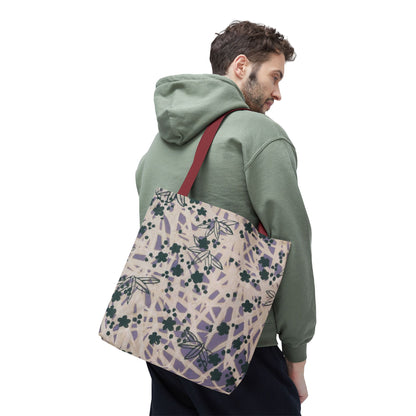 Meiji Era Bamboo & Flower Tote Bag | 1901 Zuan Hyakushu | Purple & Green Japanese Art