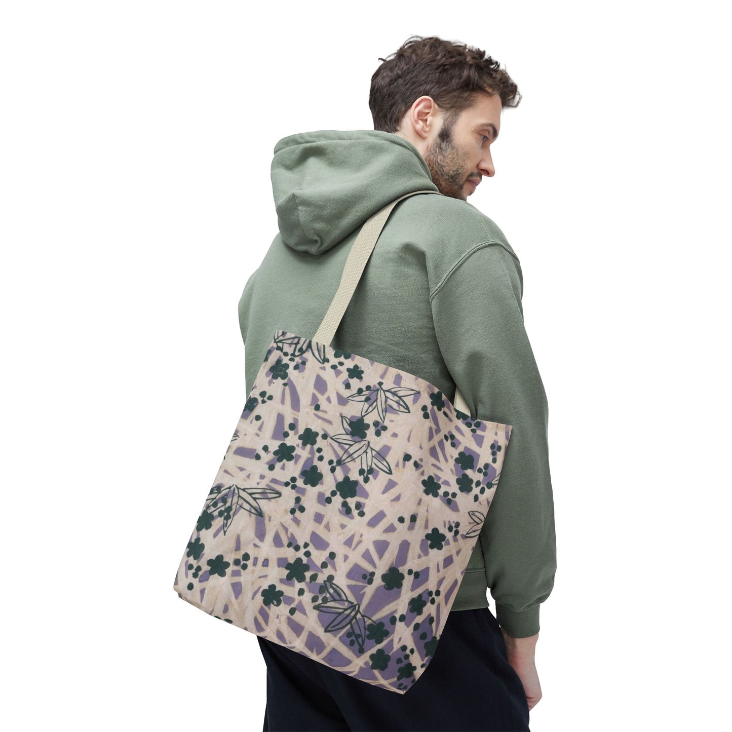 Meiji Era Bamboo & Flower Tote Bag | 1901 Zuan Hyakushu | Purple & Green Japanese Art