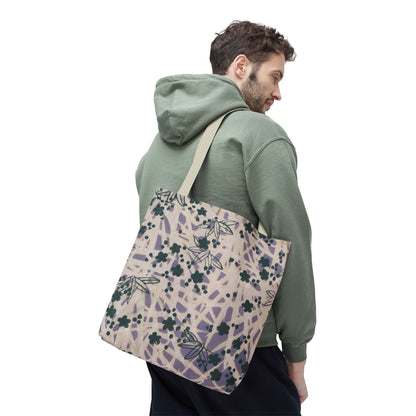 Meiji Era Bamboo & Flower Tote Bag | 1901 Zuan Hyakushu | Purple & Green Japanese Art