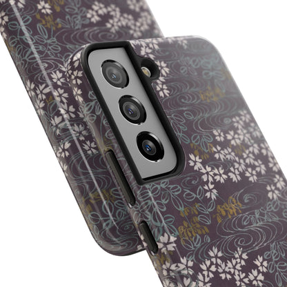 Meiji Era Sakura River Phone Case | 1901 Zuan Hyakushu | Wisteria Purple Japanese Art