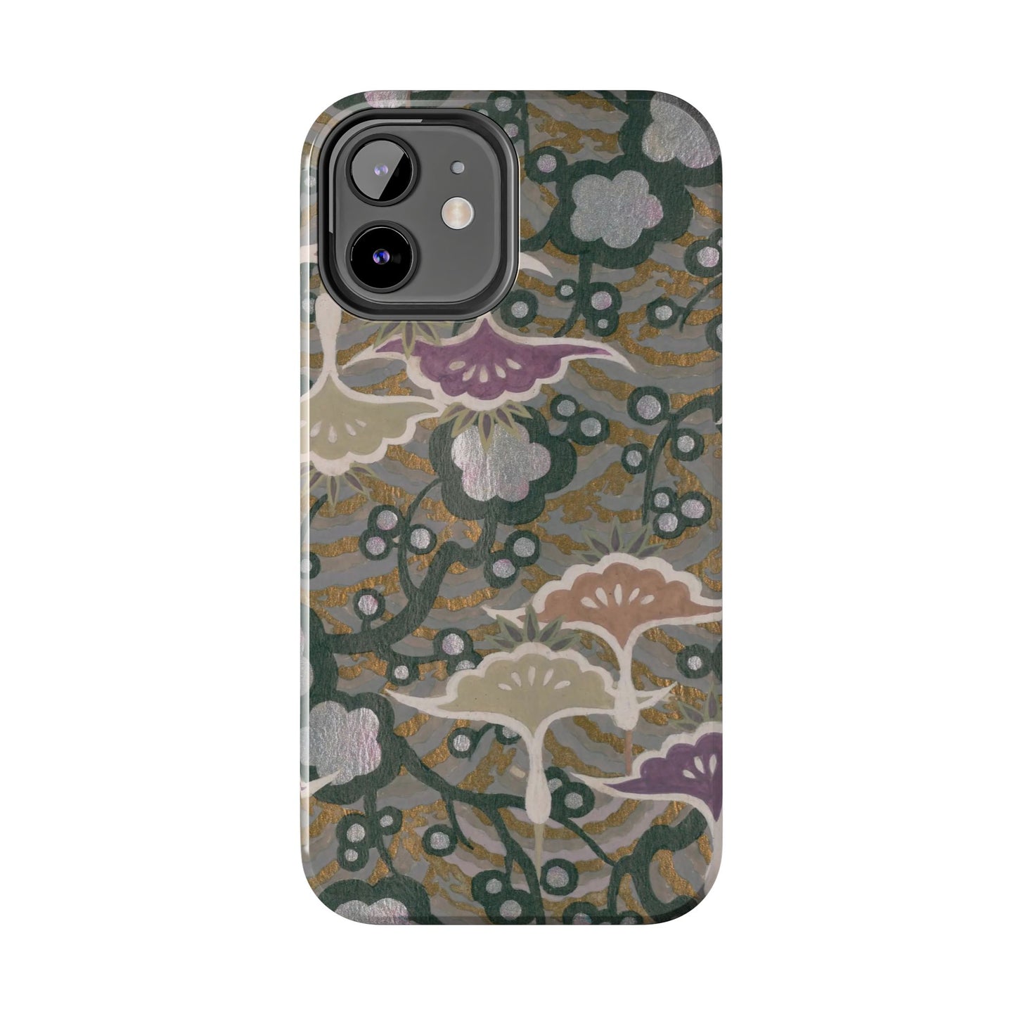 Meiji Era Dancing Cranes & Plum Phone Case | 1901 Zuan Hyakushu | Gold & Silver Japanese Art