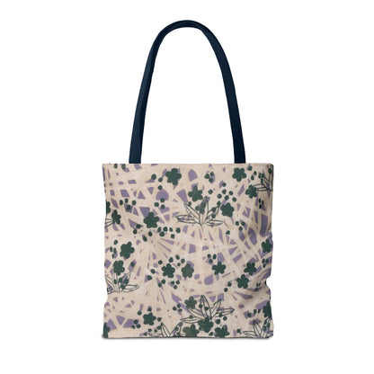 Meiji Era Bamboo & Flower Tote Bag | 1901 Zuan Hyakushu | Purple & Green Japanese Art