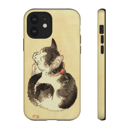 Sleeping Cat iPhone Case | Meiji Era Japanese Ink Painting | Ukiyo-e Art Phone Case | Vintage Japan Cat Gift