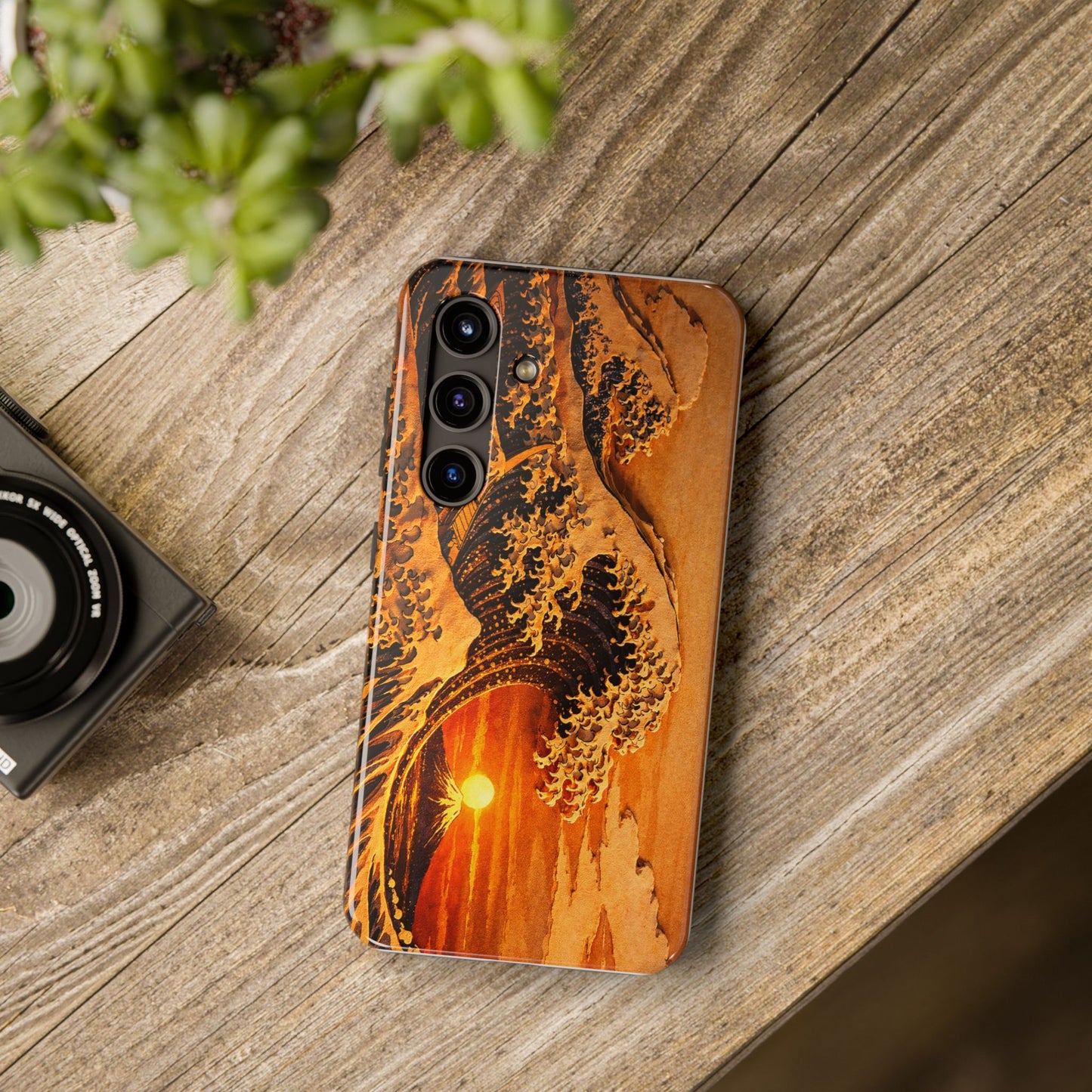 Golden Wave Tough Phone Case – Hokusai Sunset Japanese Art