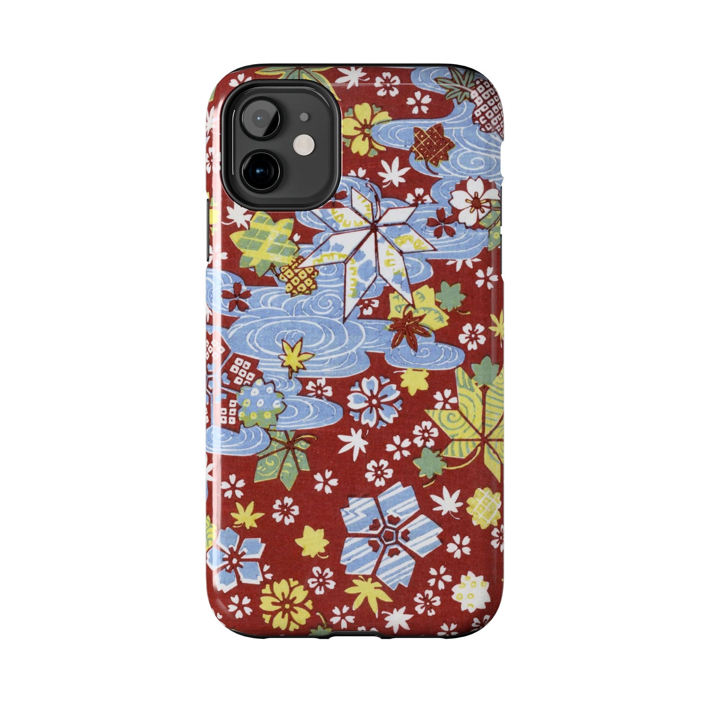Taisho Umbrella Tales | 1926 Sakura, Momiji & Flowing Water Phone Case | Vintage Chiyogami Art