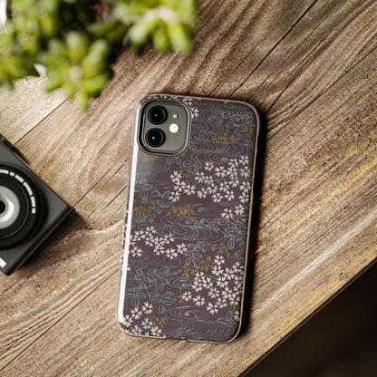 Meiji Era Sakura River Phone Case | 1901 Zuan Hyakushu | Wisteria Purple Japanese Art