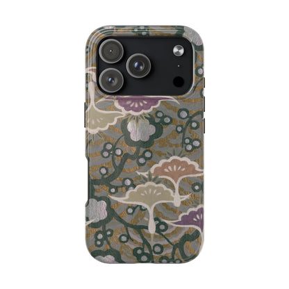 Meiji Era Dancing Cranes & Plum Phone Case | 1901 Zuan Hyakushu | Gold & Silver Japanese Art