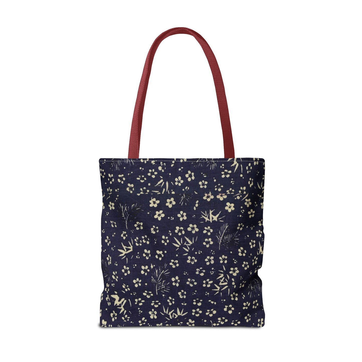 Taisho Era Shochikubai Tote Bag | 1926 Pine Bamboo Plum Japanese Chiyogami Art | Navy Floral