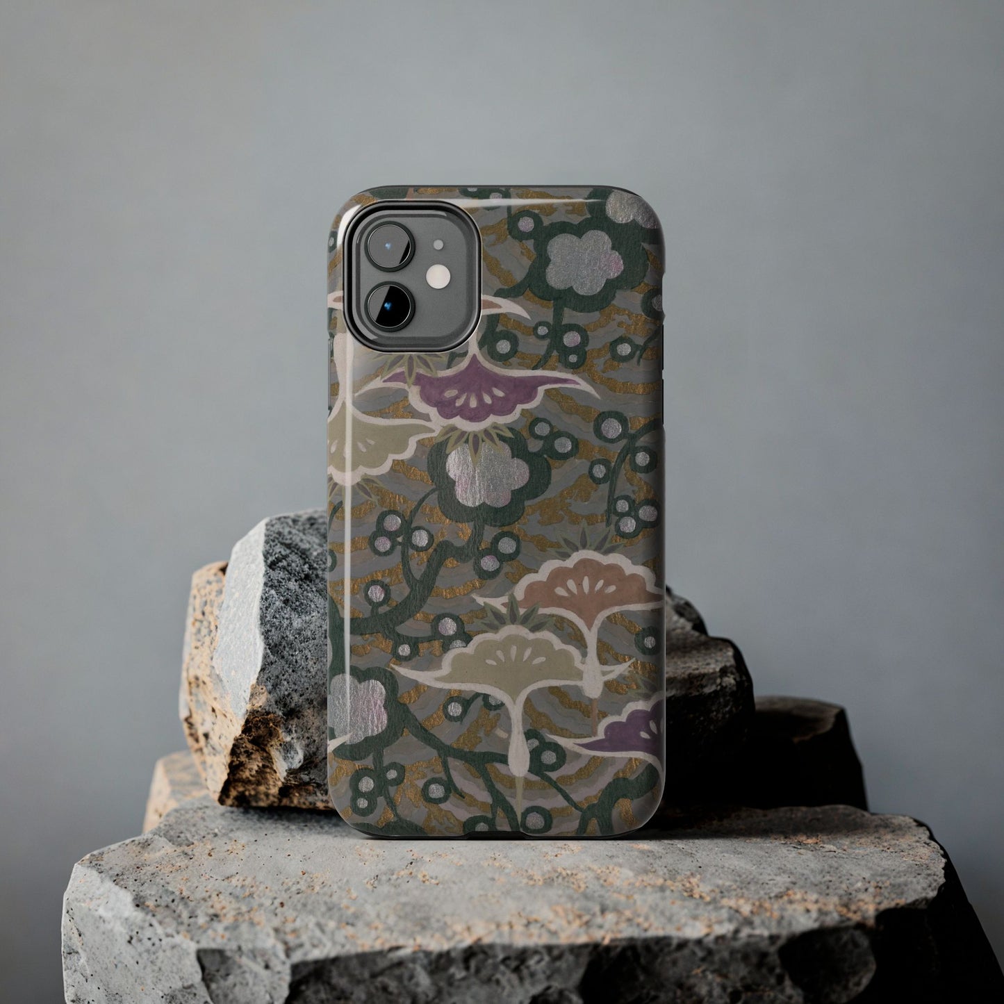 Meiji Era Dancing Cranes & Plum Phone Case | 1901 Zuan Hyakushu | Gold & Silver Japanese Art
