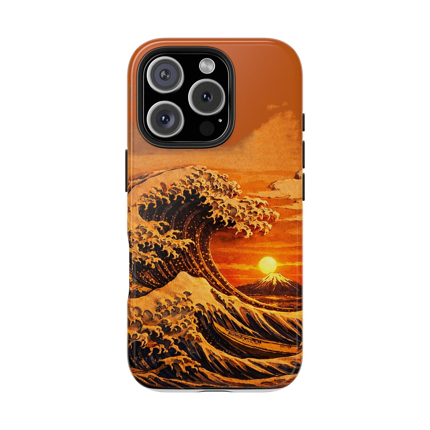 Japanese Great Wave Sunset Phone Case | Hokusai 3D Art Sunset Glow | Edo Era Masterpiece