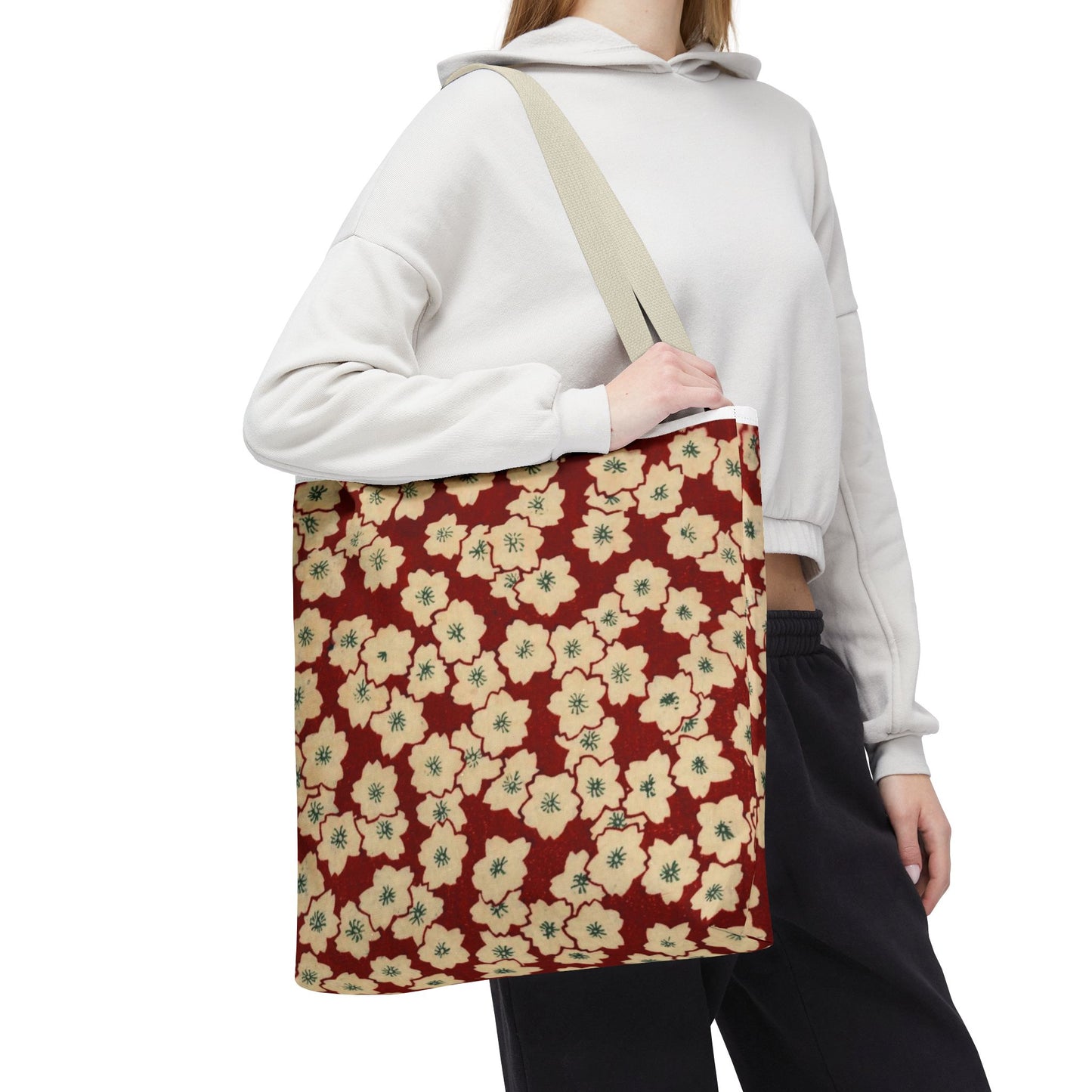 Japanese Sakura Tote Bag - Taisho Era Chiyogami Washi Pattern Vintage Design