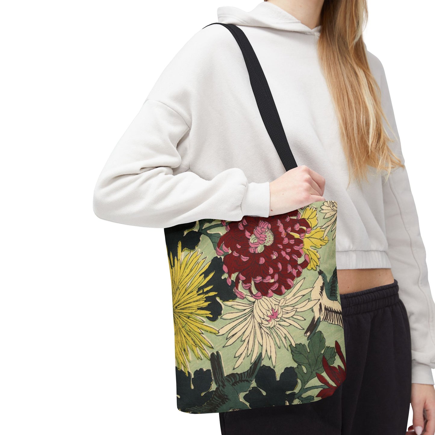 Japanese Chiyogami Floral Tote Bag – Traditional Washi Pattern Inspired by Taisho Era Design