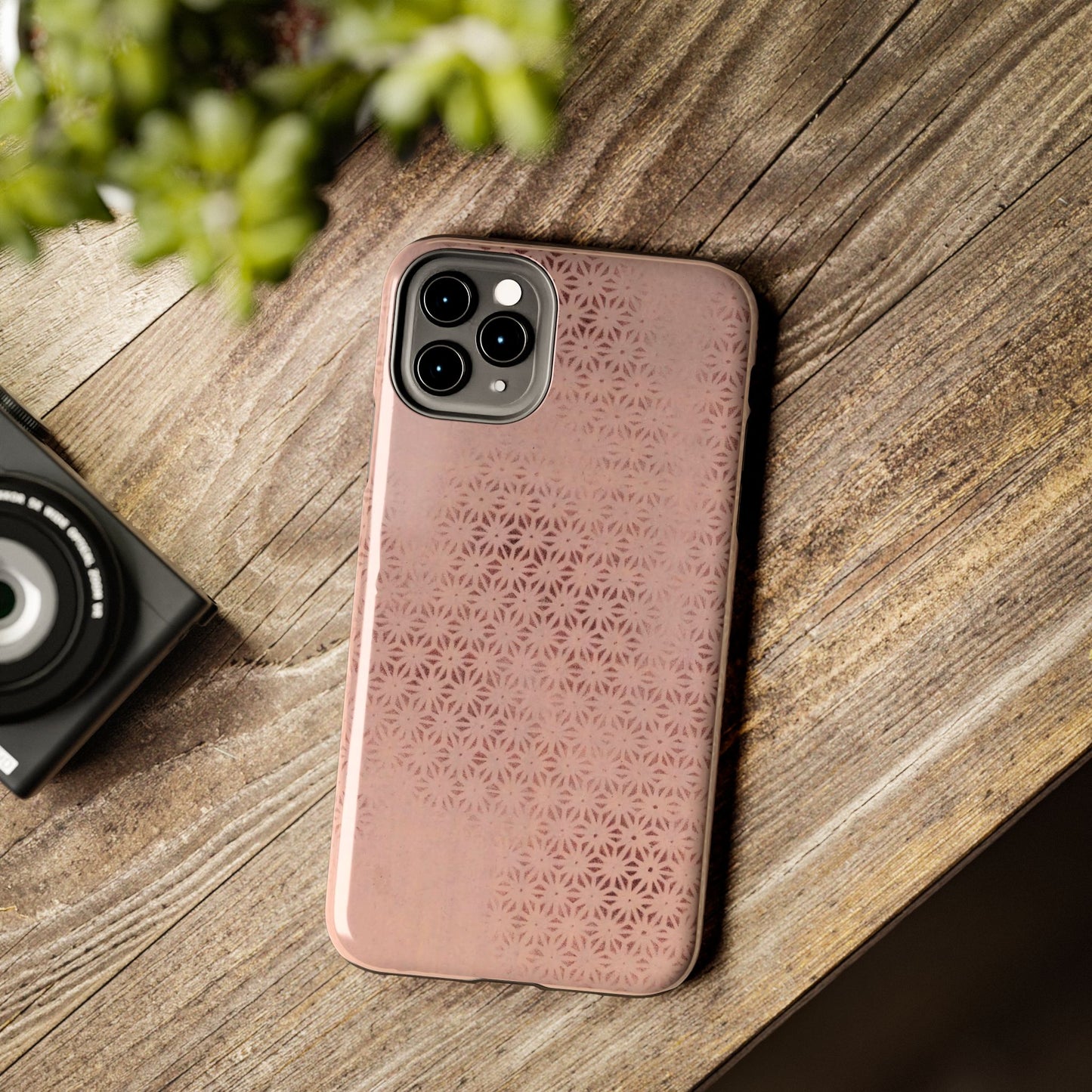 Taisho Era Pink Asanoha Phone Case | 1926 Japanese Chiyogami Art | Hemp Leaf Pattern