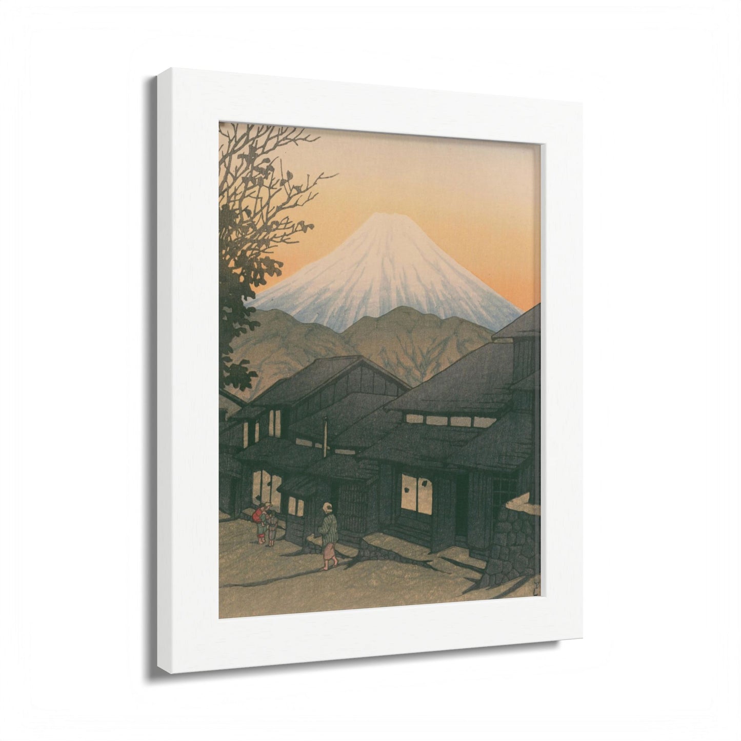 Framed Art Print - Vintage Mount Fuji Landscape (Multicolor)