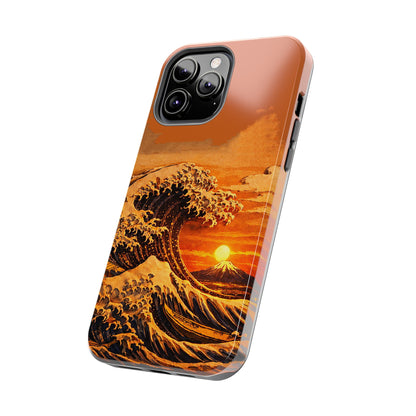 Japanese Great Wave Sunset Phone Case | Hokusai 3D Art Sunset Glow | Edo Era Masterpiece