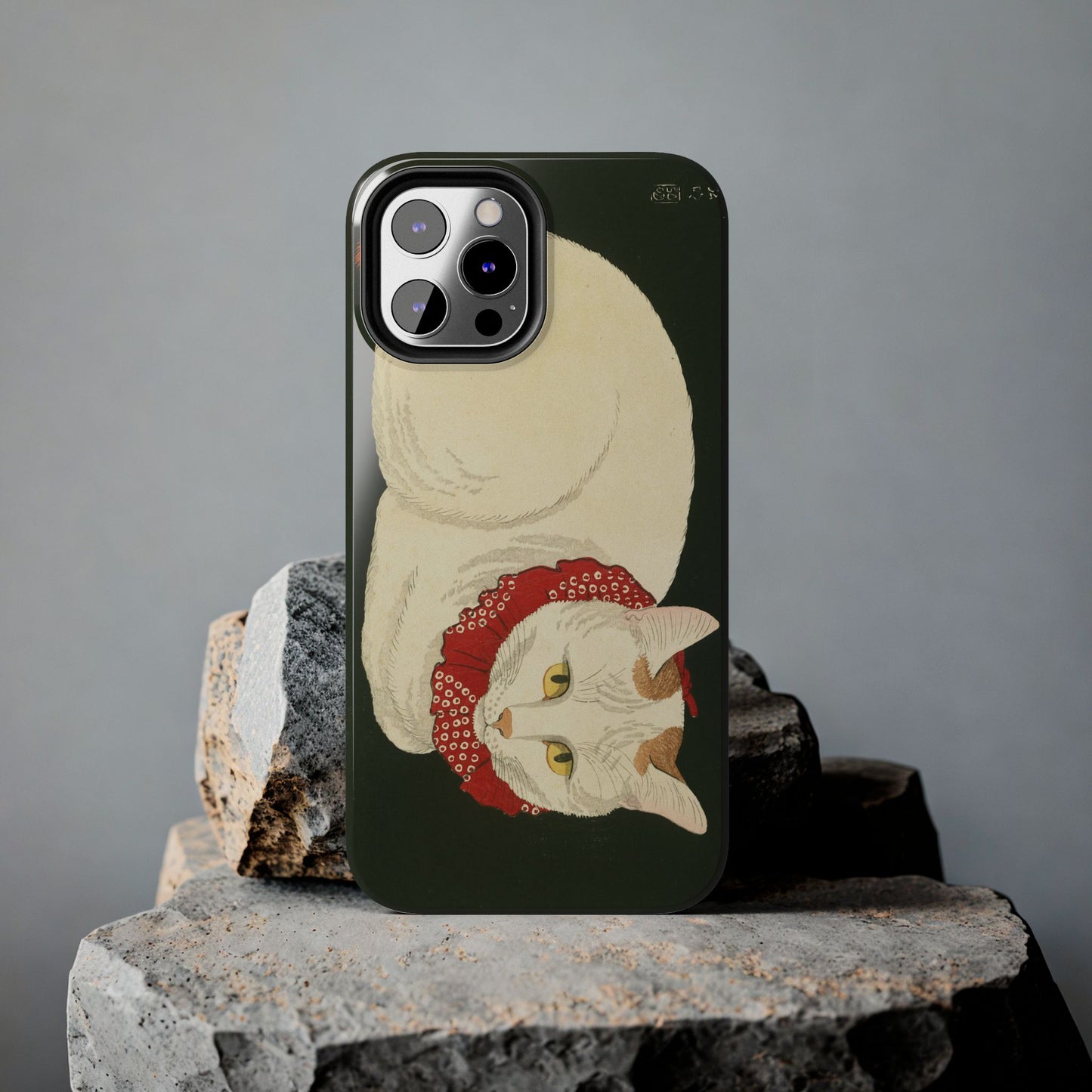 Taisho Era Lucky White Cat Phone Case | 1921 Japanese Woodblock Art | Zen Cat Design