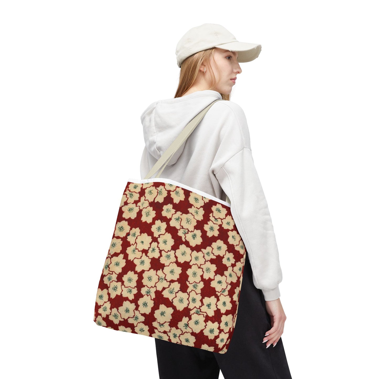Japanese Sakura Tote Bag - Taisho Era Chiyogami Washi Pattern Vintage Design