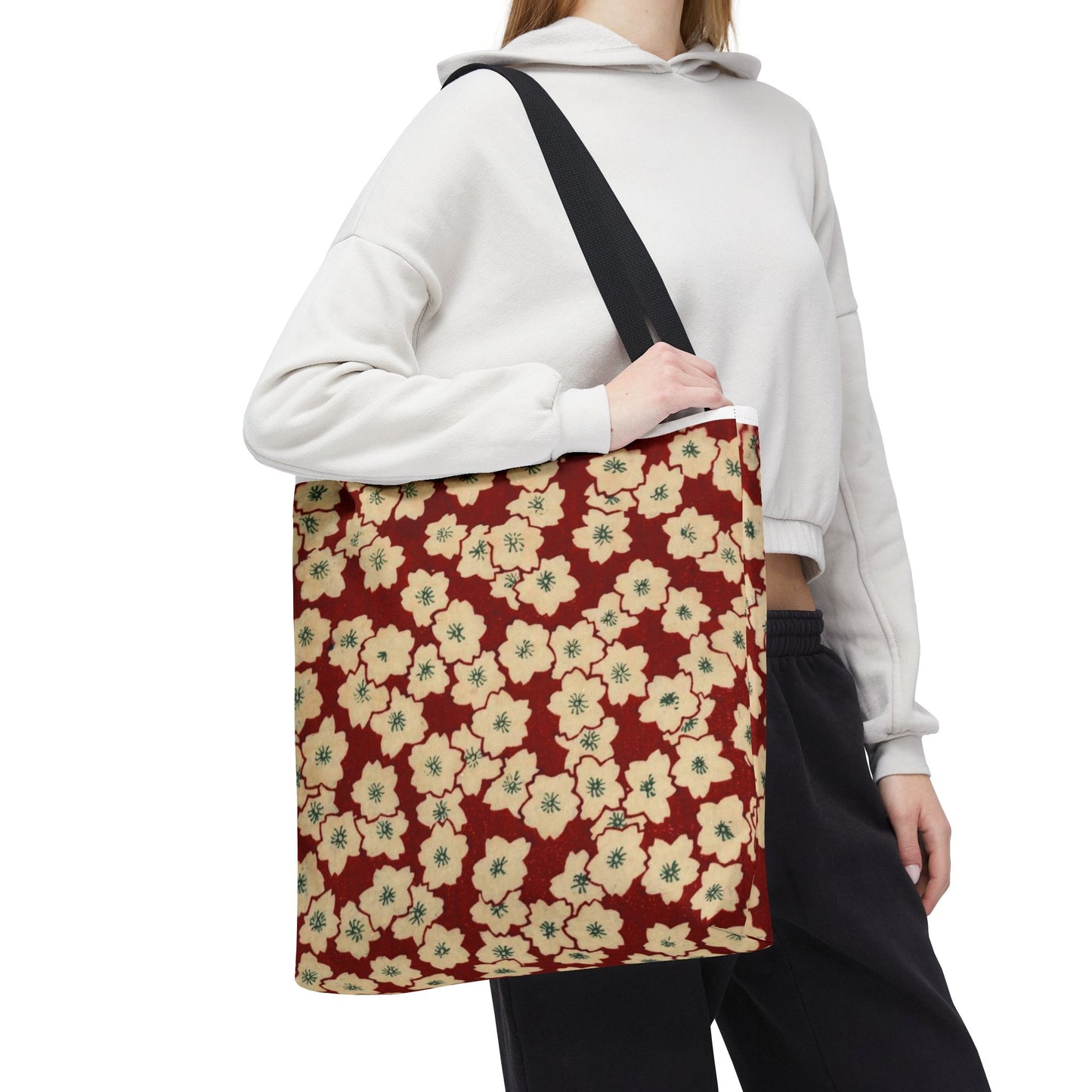 Japanese Sakura Tote Bag - Taisho Era Chiyogami Washi Pattern Vintage Design