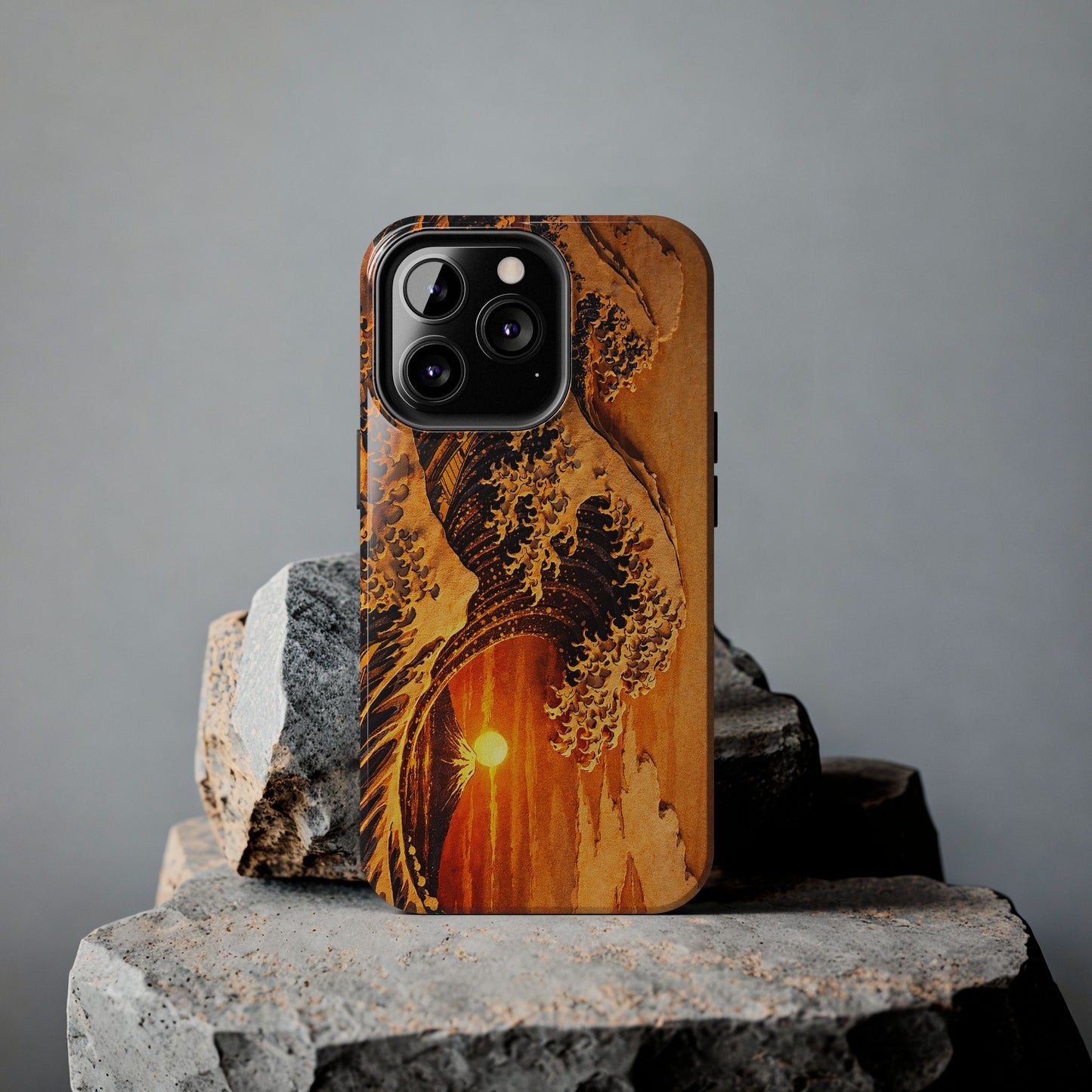 Golden Wave Tough Phone Case – Hokusai Sunset Japanese Art
