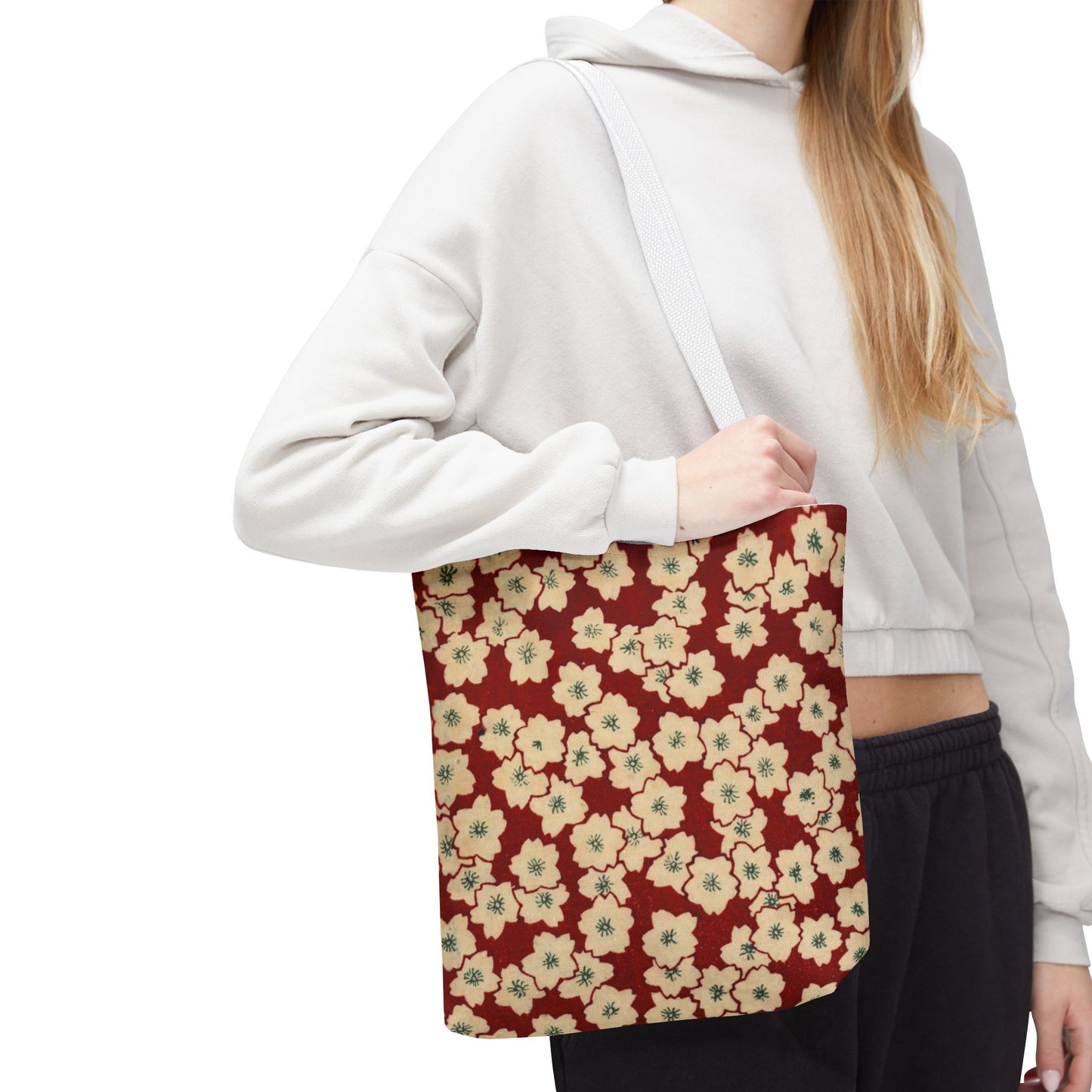 Japanese Sakura Tote Bag - Taisho Era Chiyogami Washi Pattern Vintage Design