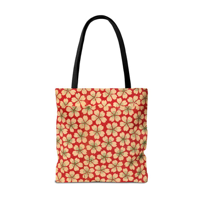 Meiji Era Sakura Blossom Tote Bag | "Chiyogami Mihon" Japanese Archive Art | Red & White Floral