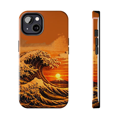 Japanese Great Wave Sunset Phone Case | Hokusai 3D Art Sunset Glow | Edo Era Masterpiece