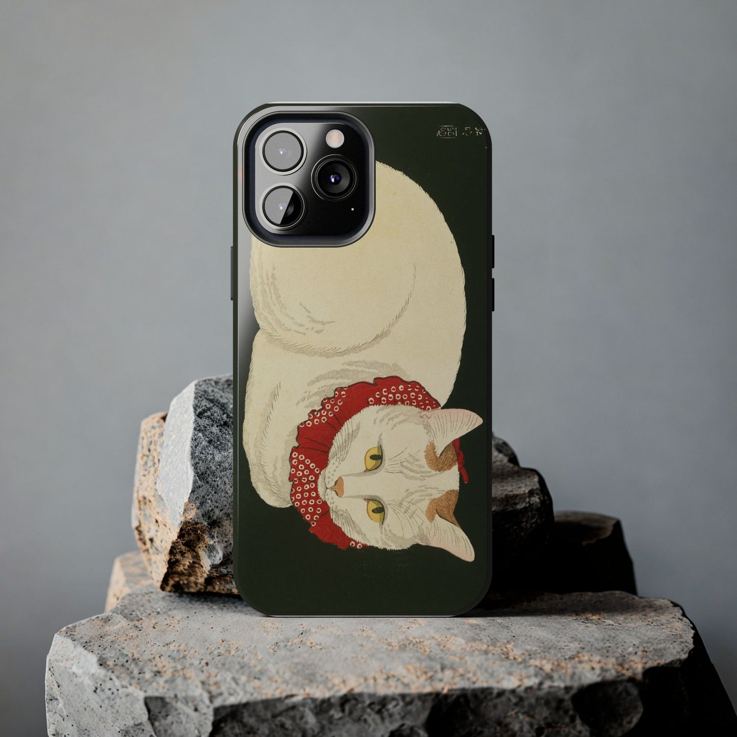 Taisho Era Lucky White Cat Phone Case | 1921 Japanese Woodblock Art | Zen Cat Design