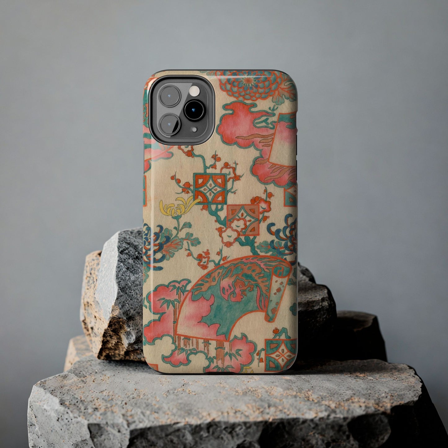 Meiji Era Fan & Chrysanthemum Phone Case | 1901 Zuan Hyakushu | Japanese Art