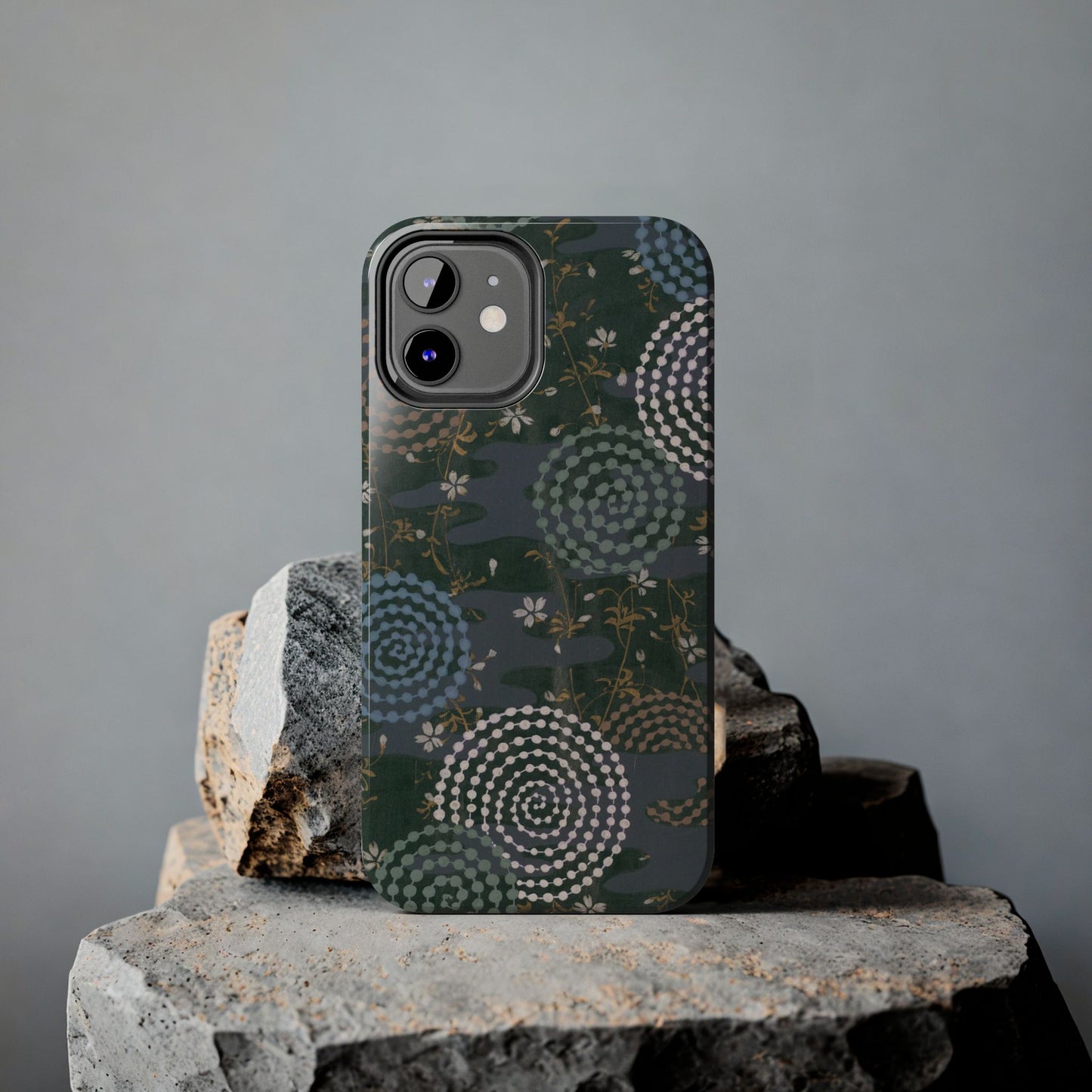 Meiji Era Uzumaki Spiral Phone Case | 1901 Zuan Hyakushu | Tokiwa Green Japanese Art